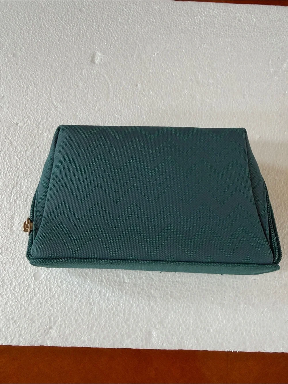 Missoni Teal Chevron Logo Cosmetic Case with Gold Accent